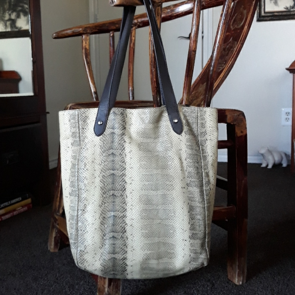 Lauren Snakeskin Designed Leather Tote
